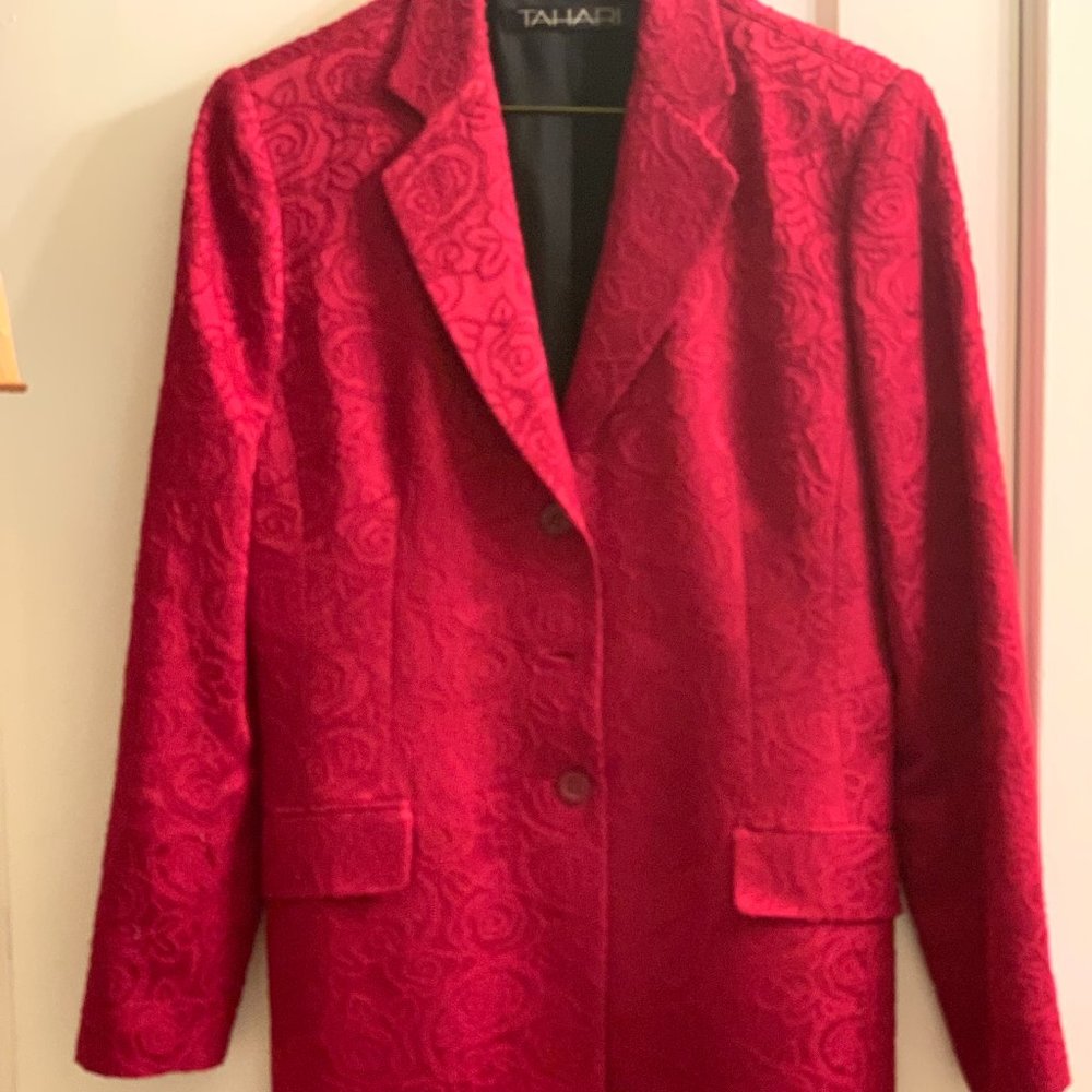 Red Jeweled-toned Tahari Jacket